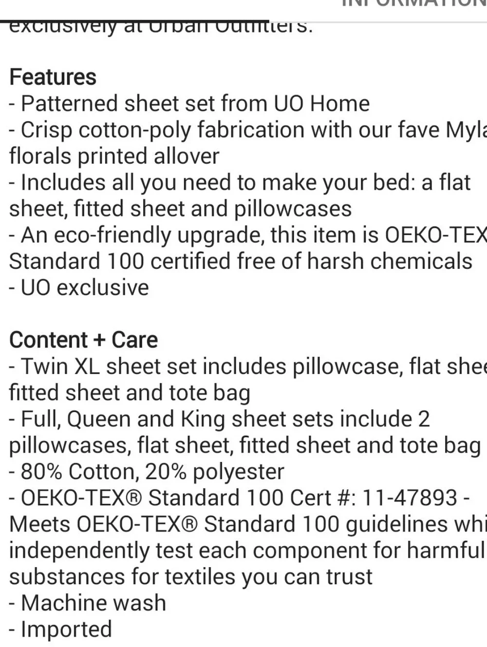 Myla Sheet Set Urban Outfitters Size Full Complete 🆕 Fitted Flat Pillowcases